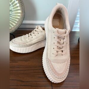 Dolce Vita Neutral Cream Woven Platform Sneakers